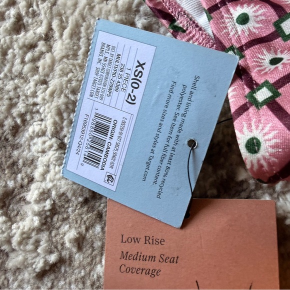 Shade & Shore Pink Floral Bikini Top and Bottom Set - Picture 2 of 6